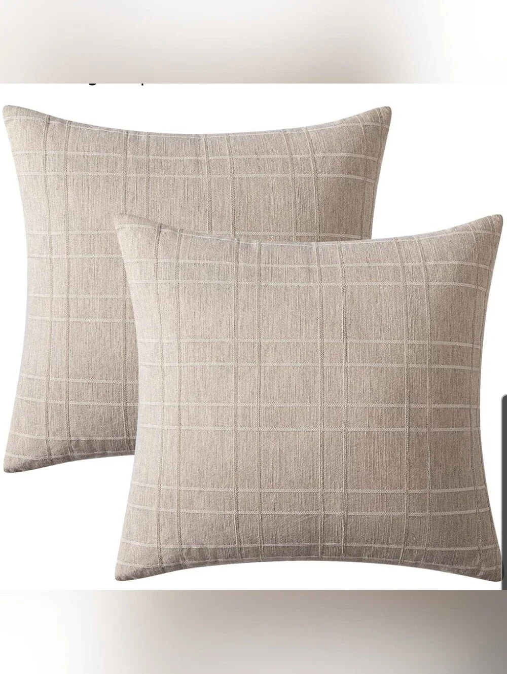 Set Of 2 Textured Linen Throw Pillow Sham Covers 24x24